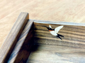 Detail Hummingbird Inlay Walnut Drawer