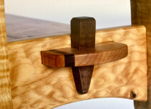 Detail Pegged Tenon Walnut and Curly Pacific Maple