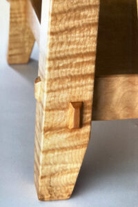 Detail Through Tenon Curly Pacific Maple Side Table